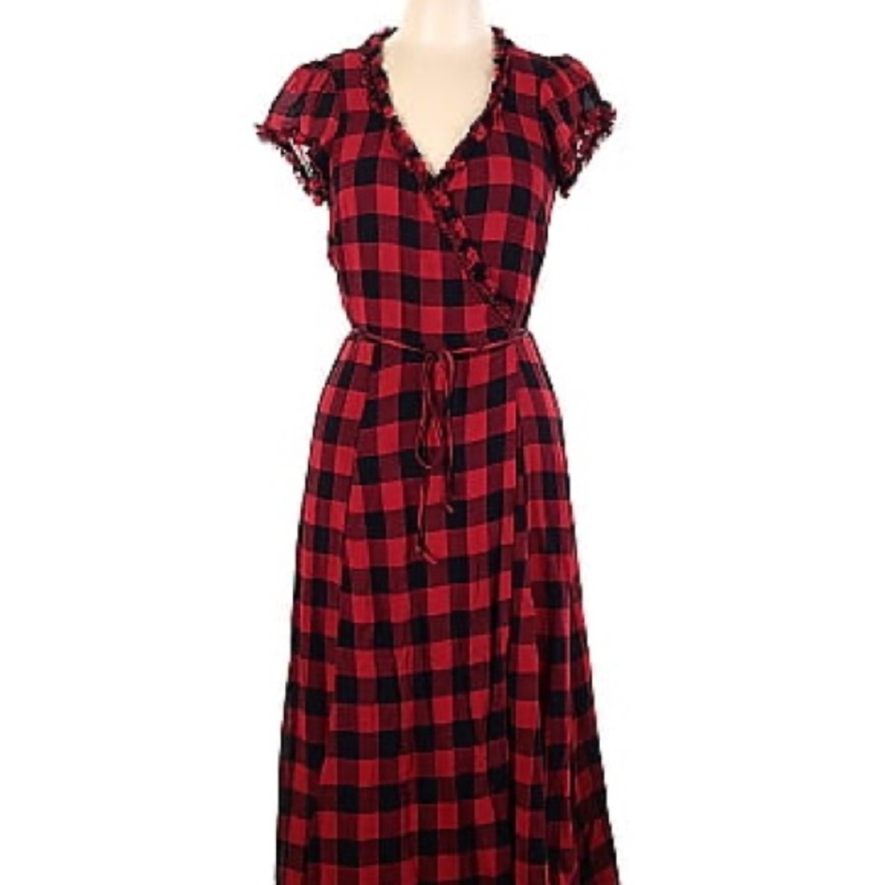 Reformation Gwyneth Red Plaid Wrap Dress - Excellent Condition